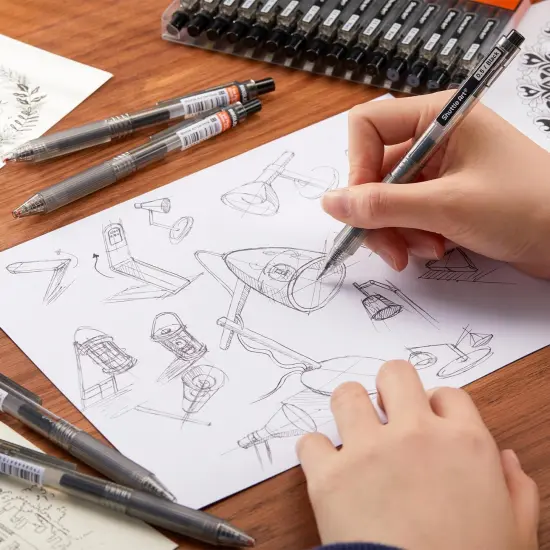 Black Gel Pens, Ink Glide Series 15 Pack Retractable 0.5mm Fine Point Rollerball Gel Ink Pens Quick Drying Waterproof Smooth Writing with Comfortable Grip for Office School and home {3}