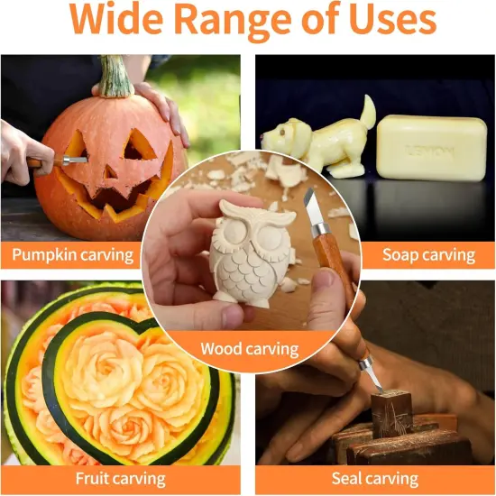 Wood Carving Tools Kit - 12 Pcs Super Sharp and Sturdy Wood Carving Knife Set for Beginners, Professionals, Hobbyists, Artists, and Sculptors - Multipurpose Sculpting, Soap Carving, Pumpkin Carving {5}