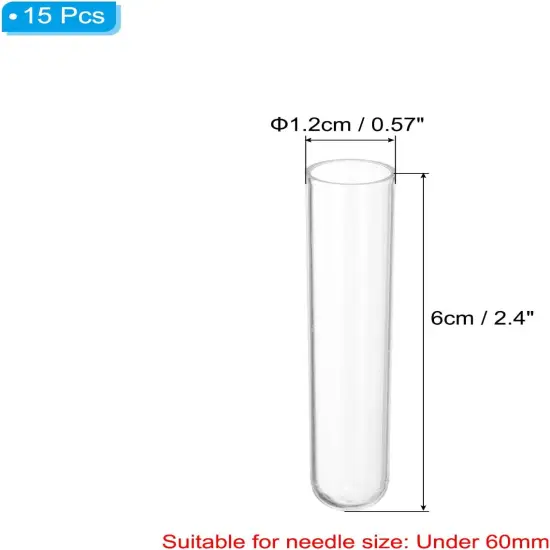 0.6x2.4" Plastic Sewing Needle Storage Holder, 15 Pcs Portable Embroidery Needle Pin Toothpick Storage Tubes Case for Craft Knitting, White {2}