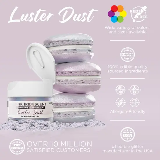 Bakell - Pink Iridescent Luster Dust (4g, 1x Jar) Edible Vegan Dust & Paint for Baking, Desserts and Beverages {2}