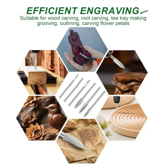 Wood Carving Bits, 1/8&rdquo; HSS Rotate Tool Engraving Drill Bit Set, DIY Wood Carving Bits Crafts Grinding, Woodworking Rotary Tools Shank Universal Fitment {5}