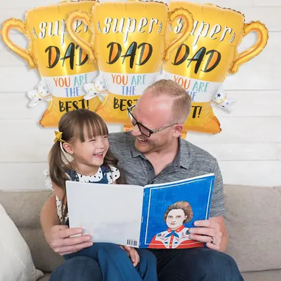 Trophy Balloon Father's Day Balloons Foil Balloons for Father's Day Themed Party Happy Father's Day Party Supplies Decorations Party Sets-3 PCS {3}