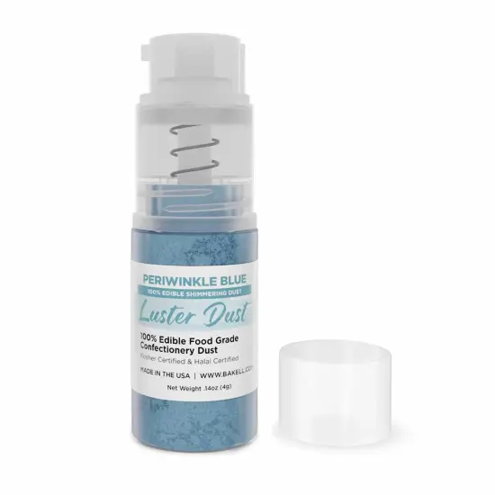 Bakell - Periwinkle Blue Luster Dust (4g, 1x Pump) Edible Vegan Dust & Paint for Baking, Desserts and Beverages {3}