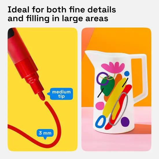 20 Oil-Based Permanent Paint Markers - Assorted Sets of Fine and Medium Tip Markers for Wood, Rock, Fabric, Glass, Ceramic, Metal, Plastic, and More - Quick Dry, Waterproof, Permanent {3}