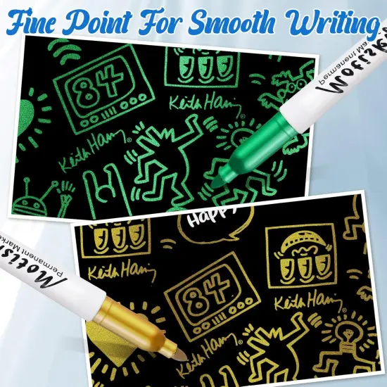 72 Pcs Metallic Marker Pens Bulk Fine Point Metallic Permanent Markers Paint Pens for DIY Crafts, Artist Illustration, Gift Card Making, Crafts, Scrapbooking(Multicolor) {3}