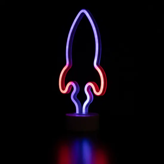 Northlight LED Rocket Ship Neon Table Light - 9" - Blue and Red {6}