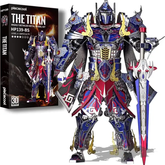 3D Metal Puzzles Mecha Model Kits-The Titan Figure Model Building Blocks Kits for Kids, DIY Brain Teaser 3D Puzzle for Men Teen Students Hobbies Fidget Toys Gifts -157 Pcs {1}