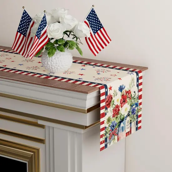 Patriotic America 4th of July Memorial Day Independence Day Table Runner Decoration for Home Kitchen Holiday Party {3}