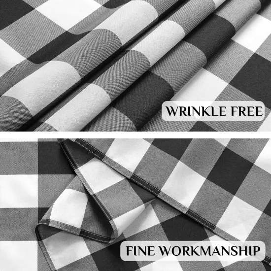Gingham Checkered Rectangle Tablecloth - Waterproof Buffalo Plaid Table Cloth Stain Resistant Washable Table Cover for Picnic/Camping/Outdoor - Black and White, 60 x 84 Inch {5}