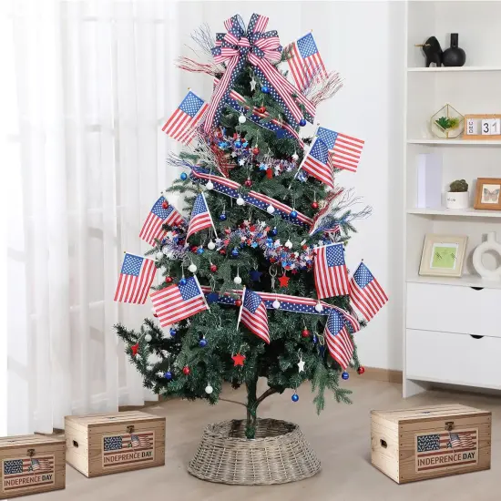 118 Pcs Memorial Day Decorations for Tree 4th of July Patriotic Wreath Bows Red White and Blue Tree Decorations Independence Day Ornaments American Flag Patriotic Garland for Memorial Decor {3}