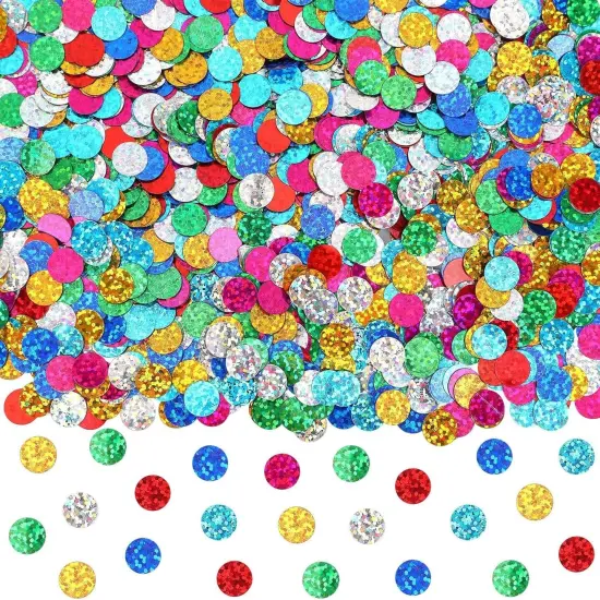 Multicolor Sparkle Foil Confetti, Glitter Round Confetti Birthday Scatter Table Metallic Sequin Sprinkles Circle Dots for Baby Shower Wedding Christmas Valentine Party Decorations {1}