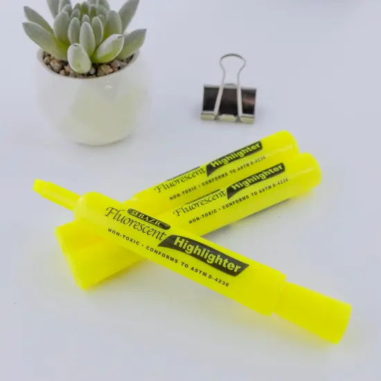 BAZIC Desk Style Fluorescent Highlighters Yellow (4/Pack) {5}