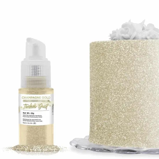 Bakell - Champagne Gold Tinker Dust Edible Glitter (25g, 1x Spray Pump) for Food, Desserts, and Beverages! {1}