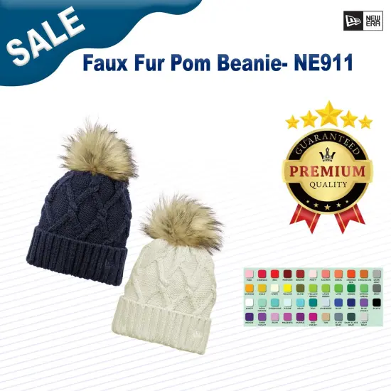 New Era &reg; Faux Fur Pom Beanie Deep Navy {2}