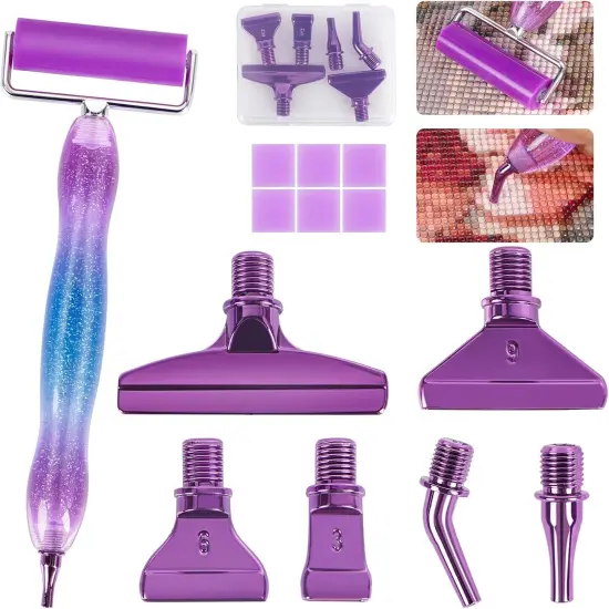 Ergonomic Diamond Painting Art Pen Accessories & Tools with 6 Metal Tips, 6 Painting Glue Clay, Roller,Multi Placer Tips for DIY Crafts {1}