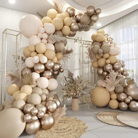 Boho Ballon Arch Kit, 160Pcs Pastel Orange Nude Brown Metallic Champagne Gold Balloons Garland for Birthday Bridal Baby Shower Wedding Party Decorations {1}