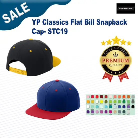 Sport-Tek&reg; YP Classics Flat Bill Snapback Cap Black {3}