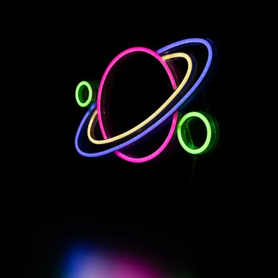 Northlight LED Ringed Planet Neon Lighted Wall Art - 16" Pink {6}