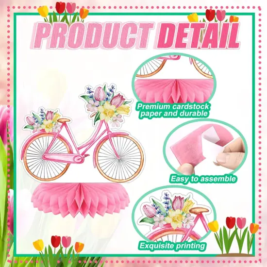 12 Pcs Spring Party Decorations Hello Spring Theme Party Tabletop Decor {4}