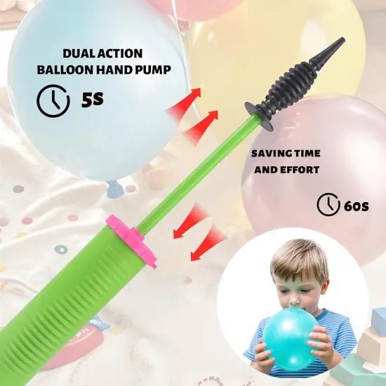Balloon Pump Handheld Two-Way Dual Action Balloon Inflator Pumping for Foil Latex Twisting Balloon {3}