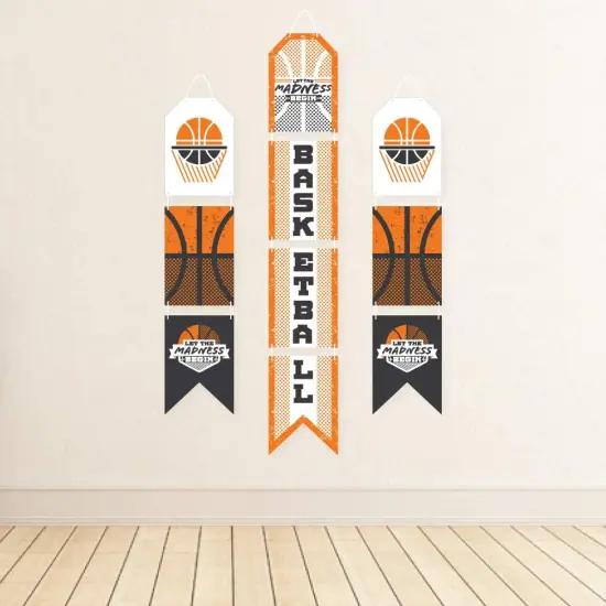 Basketball - Let the Madness Begin - Hanging Vertical Paper Door Banners - College Basketball Party Wall Decoration Kit - Indoor Door Decor {3}