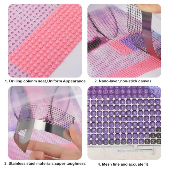 5D Diamond Pasted Painting Ruler and Adjustment Fix Tool, DIY Stainless Steel Diamond Art Painting Mesh Ruler with 360 Blank Grids for Round Drills (141mm Ruler) {2}