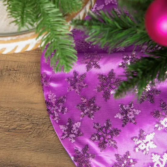 Northlight Sequin Snowflake Mini Christmas Tree Skirt - Purple - 20" {4}