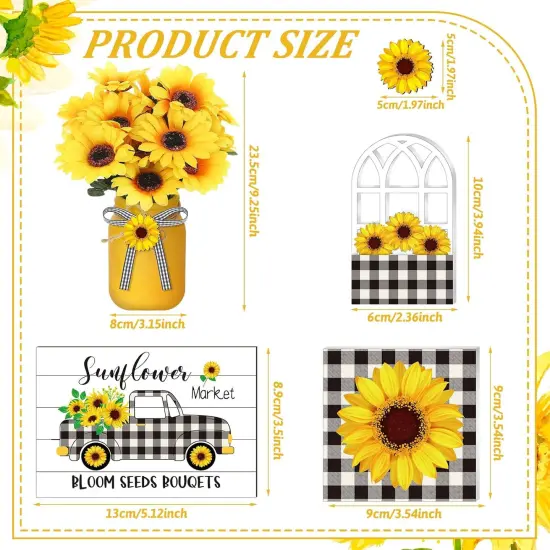12 Sets Sunflower Mason Jar Centerpiece {3}