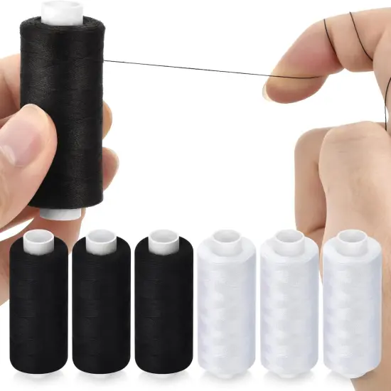 6 Pcs Sewing Thread Kit, 400 Yards Each Spool 402 Polyester Thread with Sewing Needle & Threader, Sewing Threads for Sewing Machine, Hand Stitching, Embroidery {4}