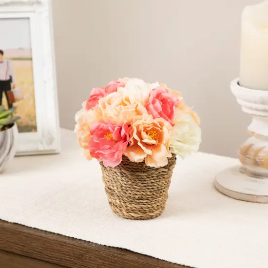 Northlight Hydrangea Springtime Artificial Flower Pot - 6" - Pink {1}