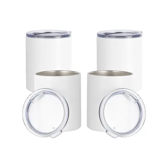 Craft Express 4 Pack 10oz Stainless Steel Sublimation Lowballs with Lids {1}