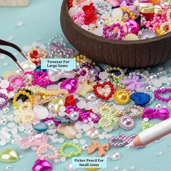 600Pcs 3D Multi Shapes Nail Charms and Flatback Pearls {2}