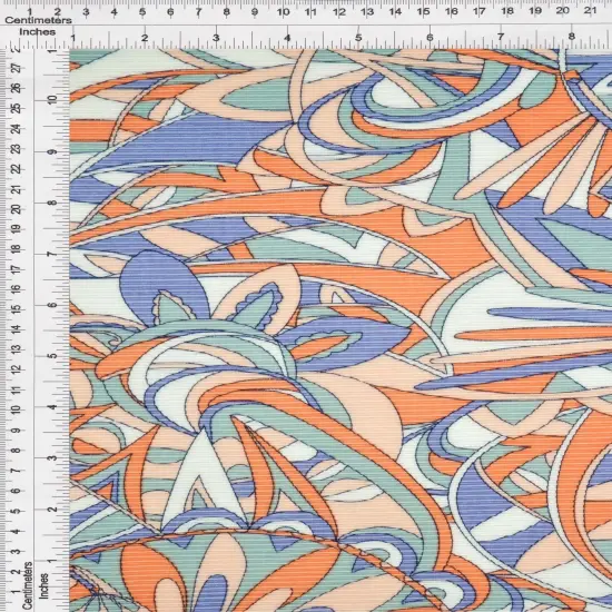 1 Yard Geometric Bodre Interlock Pleated Fabric Lightweight Soft Drape 58/59" Wide LIME MULTI {3}