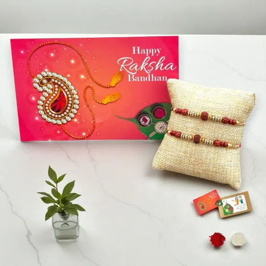 2CT Rakhi for Brother Rudraksha Rakhi Raksha Bandha Gift for your Brother Traditional Handmade Rudraksh Beads Rakhi Bracelet for Brother, Sister Bhabhi {1}