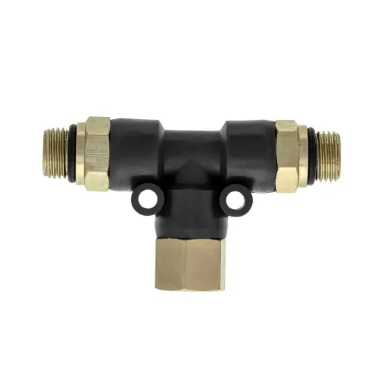 2-Way Air Hose Splitter Manifold - 1/8" BSP Fittings; 2 Male Air Outlets and 1 Female Air Inlet {1}