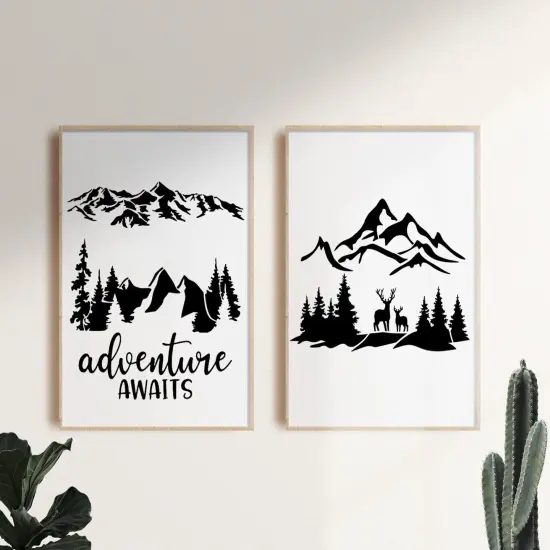Mountain Stencils for Painting Forest Tree Stencil Animal Wood Burning Stencils and Patterns Reusable Drawing Templates for Fabric Furniture Wall DIY Crafts {5}