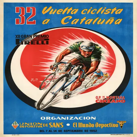 1952 Vuelta a Cataluna - Vintage Bicycle Poster {1}
