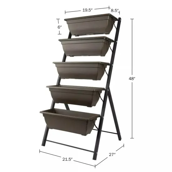 Raised Garden Beds 5 Tier Vertical Garden Planter for Outdoor Plants (Brown) {4}
