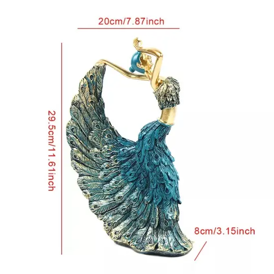 Resin Dancing Figurine Peacock Sculpture Abstract Art Statue Homes Furnishings {2}