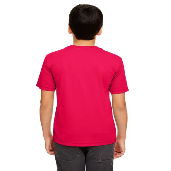 UltraClub&reg; Youth Cool & Dry Basic Performance Crew Neck Short Sleeve T-Shirt RED {7}