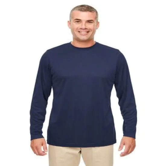 UltraClub&reg; Dry Performance Long-Sleeve Top Navy {1}