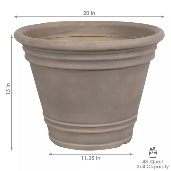 20 in Franklin Dual-Wall Polyresin Planter - Beige - Set of 2 {2}