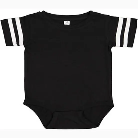 Rabbit Skins&reg; Infant Football Classic Crew Neck Short Sleeve Bodysuit BLACKWHITE {1}