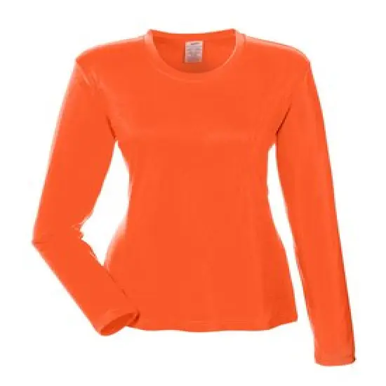 UltraClub&reg; Ladies Cool & Dry Performance Long-Sleeve Top Bright Orange {1}