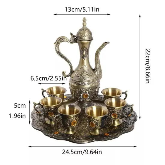 Vintage Coffee Pot And Cups Set, Tea Pot Set, 6 Teacups,1 Teapot, And 1 Tea Tray {4}