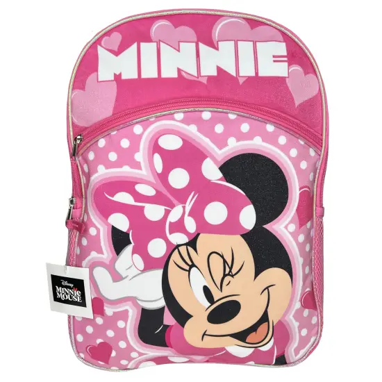 Disney Minnie 16" Pink School Backpack with Front and Side Pockets {1}