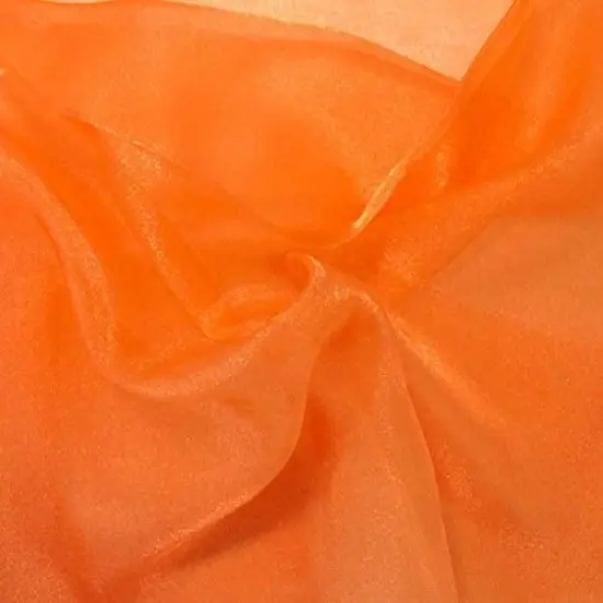 1 Yard Sparkle Crystal Sheer Organza, 60&Prime; Wide 100% Polyester Shiny Fabric Orange {1}