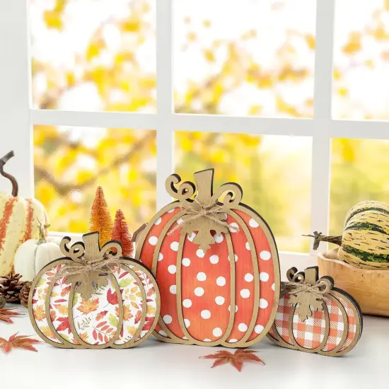 Fall Decor Wooden Plaid Pumpkin {3}