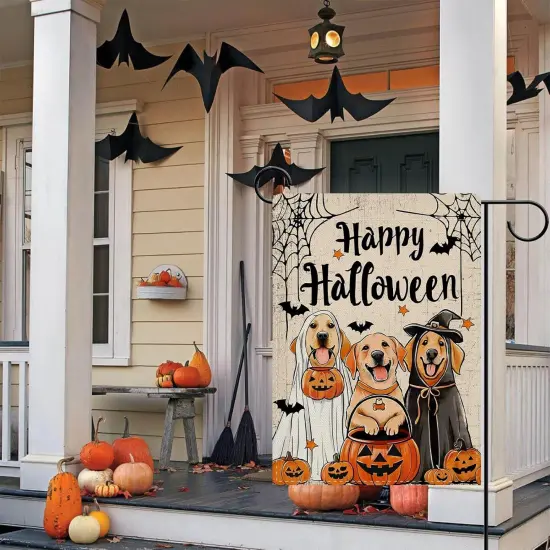 Happy Halloween Ghost Dogs Decorative Garden Yard Flag - 12 x 18inch(Three Ghost Dogs) {1}