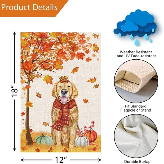 Welcome Fall Garden Yard Flag 12x18inch(Orange, Green, Brown) {2}